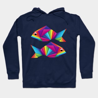 Geometric Fish abstract colorful rainbow color scheme origami style Hoodie